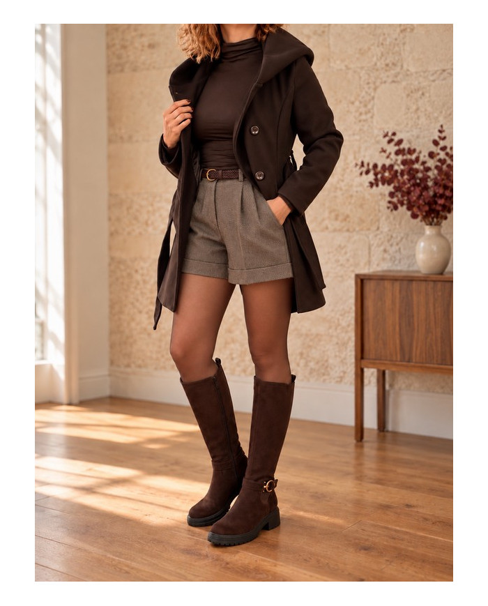 Short en flanelle taupe Mattéo