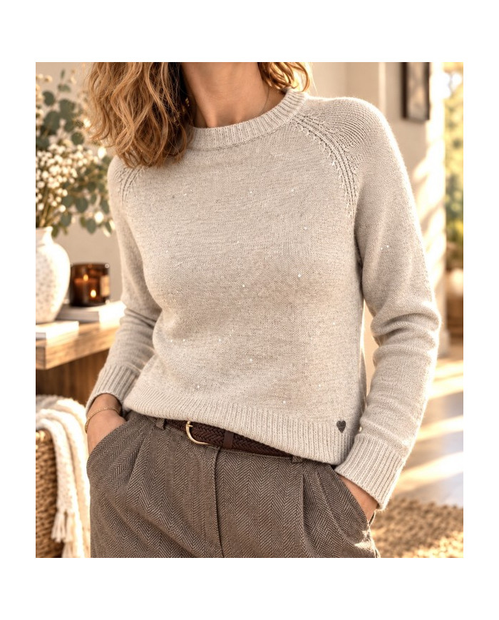 Pull beige & petits brillants