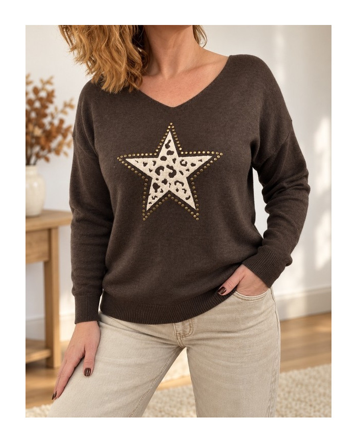 Pull chocolat étoile