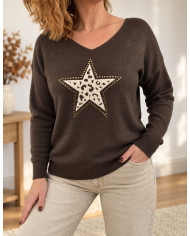 Pull chocolat étoile