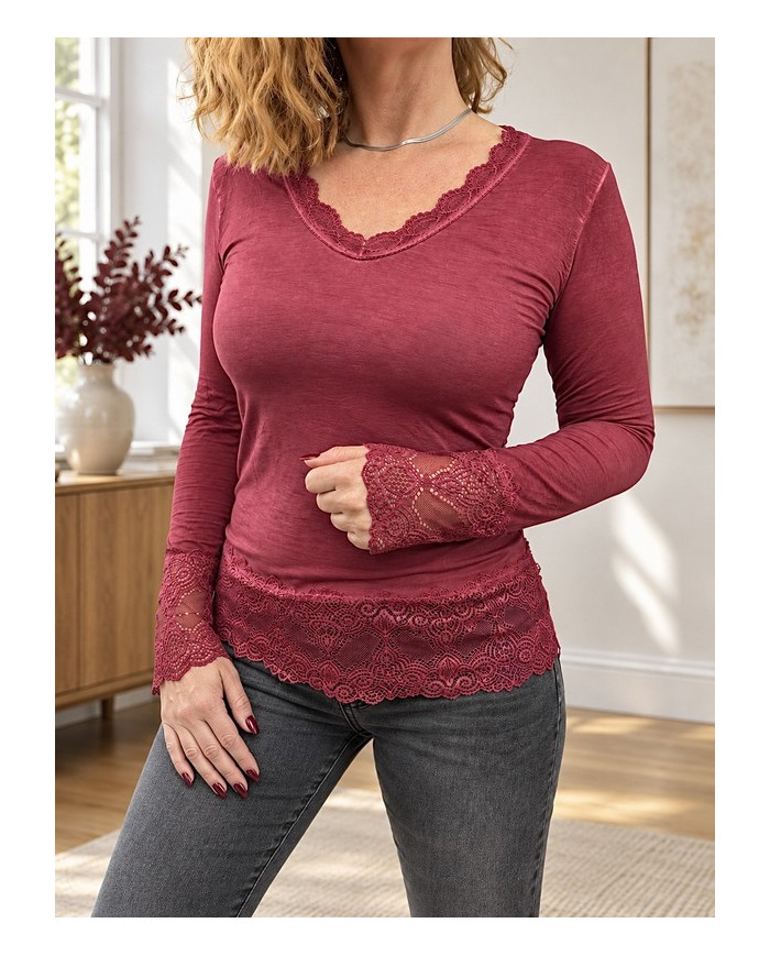 Top léger dentelle bordeaux