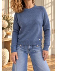 Pull bleu jean & petits brillants