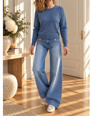 Pull bleu jean & petits brillants