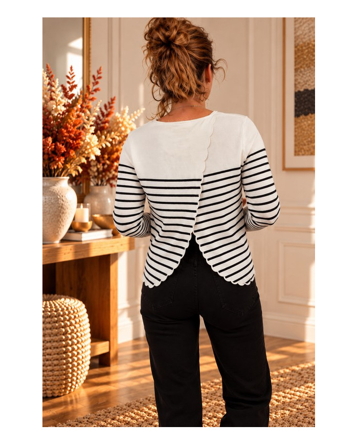 Pull marinière noir