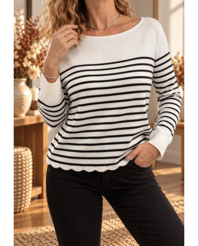 Pull marinière noir