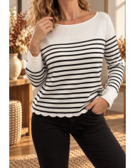 Pull marinière noir