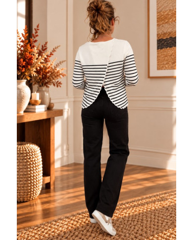 Pull marinière noir