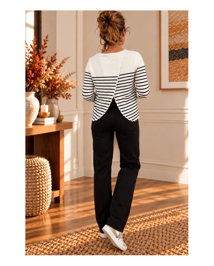 Pull marinière noir