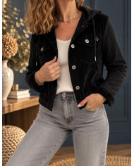 Veste noire en velours et coton Lisie