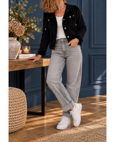 Veste noire en velours et coton Lisie