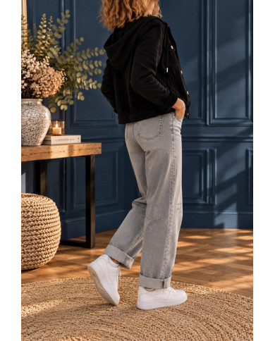 Veste noire en velours et coton Lisie