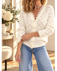 Pull bleu jean & petits brillants
