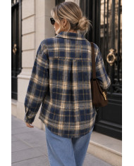 Chemise & dentelle à carreaux navy Lise