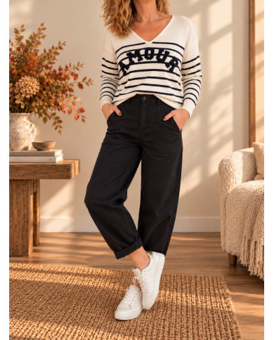 Pull marinière "Amour"