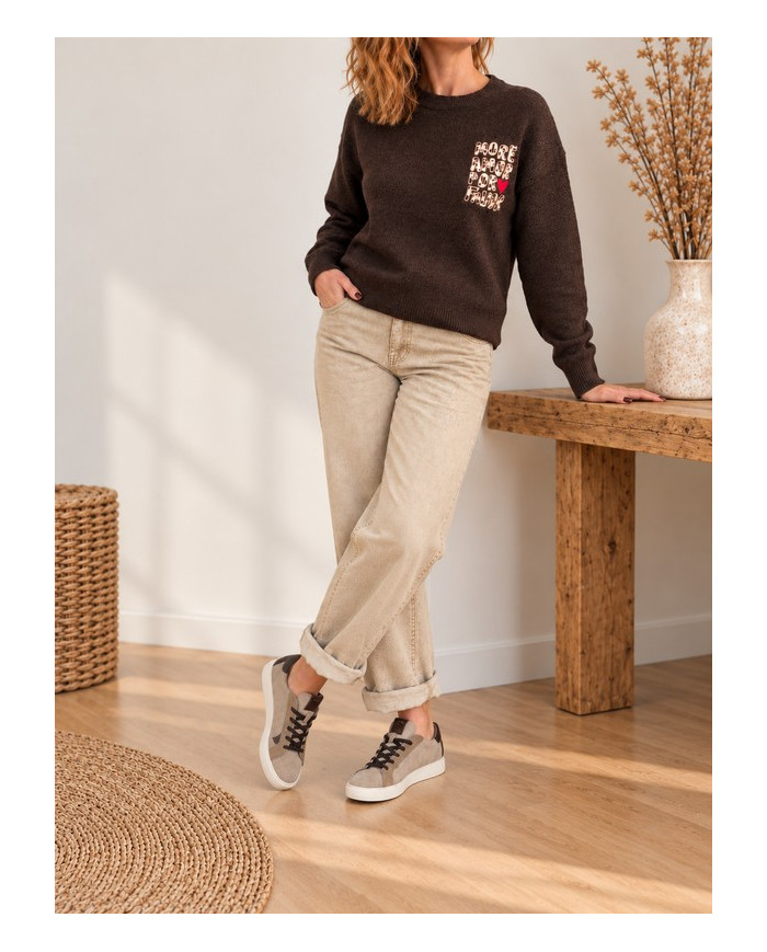 Pull chocolat "More Amor Por Favor"