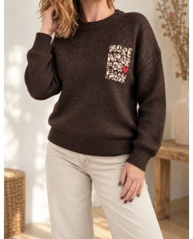 Pull chocolat "More Amor Por Favor"
