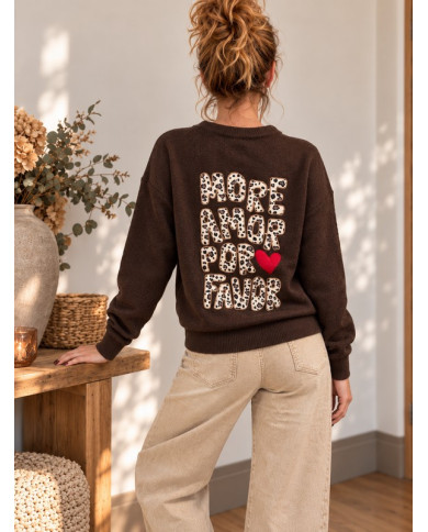 Pull chocolat "More Amor Por Favor"