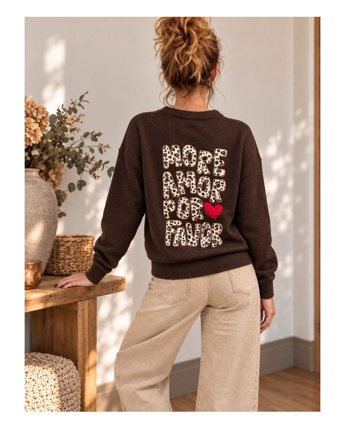 Pull chocolat "More Amor Por Favor"