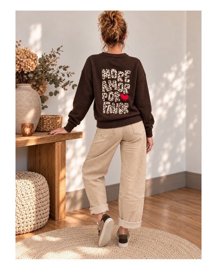 Pull chocolat "More Amor Por Favor"