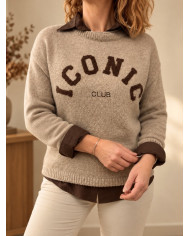 Pull taupe "Iconic"