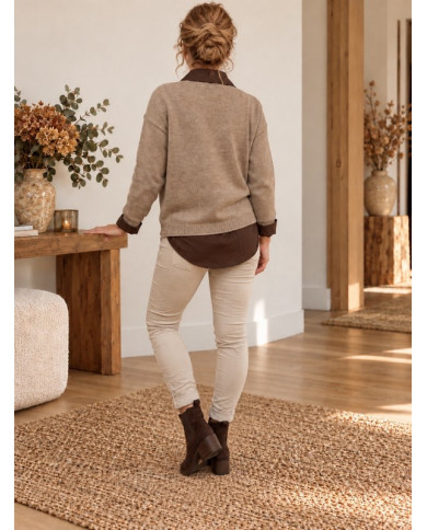Pull taupe "Iconic"