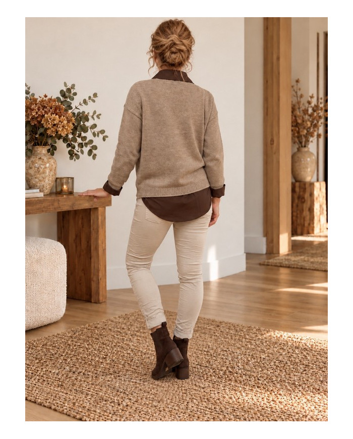 Pull taupe "Iconic"