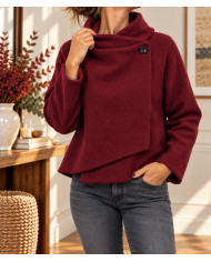 Veste bordeaux à capuche laine bouillie