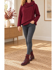 Veste bordeaux à capuche laine bouillie