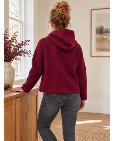 Veste bordeaux à capuche laine bouillie