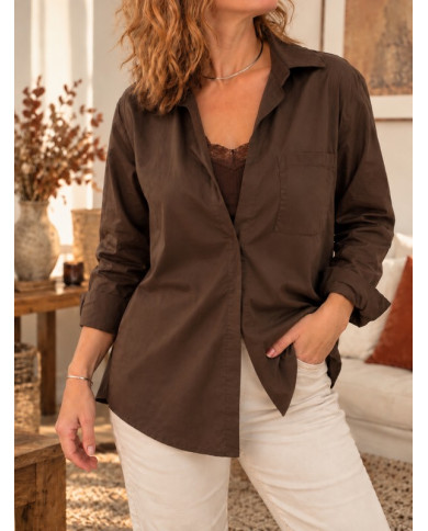 Chemise unie marron chocolat Lalie