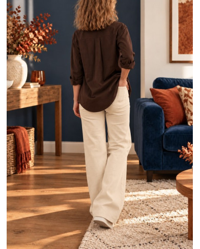Chemise unie marron chocolat Lalie