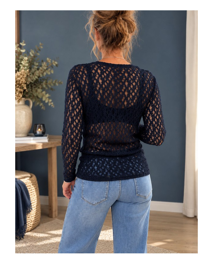 Top bleu marine & dentelle