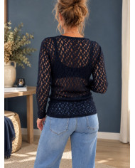Top bleu marine & dentelle