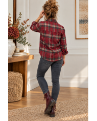 Chemise à carreaux & dentelle bordeaux Stéfie