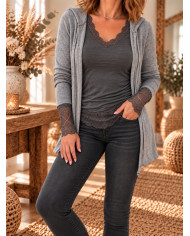 Pull rayé beige & bordeaux