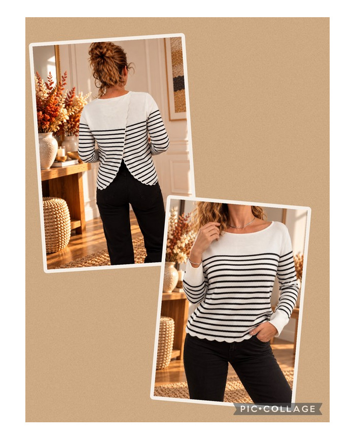 Pull marinière noir