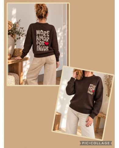 Pull chocolat "More Amor Por Favor"