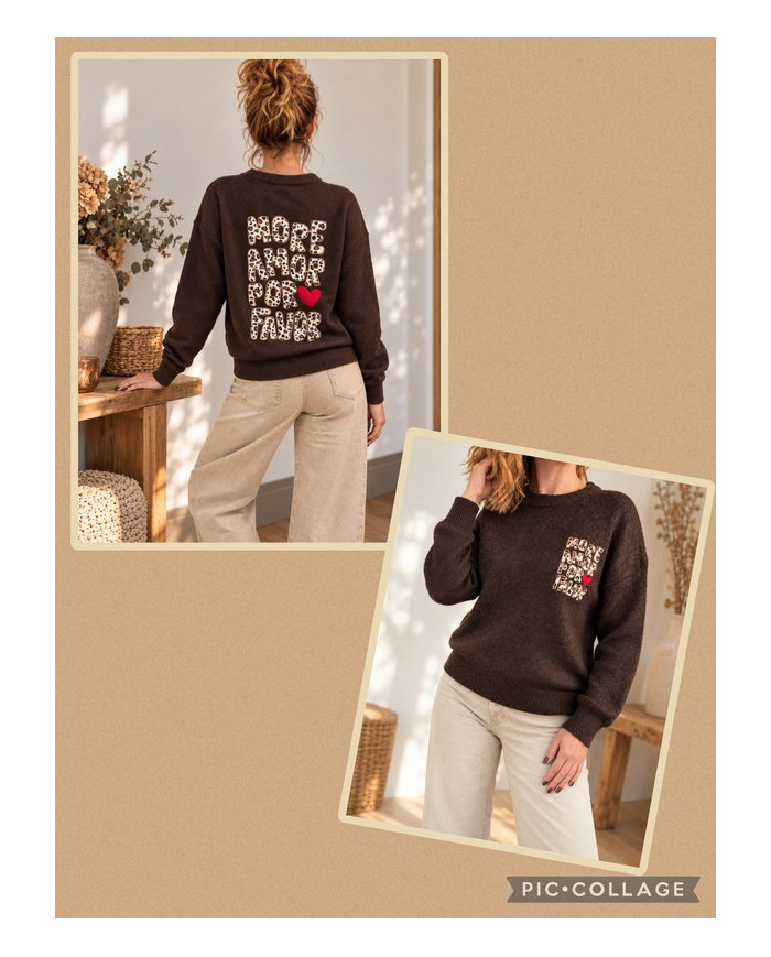 Pull chocolat "More Amor Por Favor"