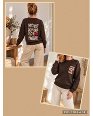 Pull doudou marron chocolat "Bohème"