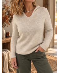 Pull à capuche extra doux beige