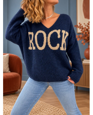 Pull oversize bleu marine "Rock"