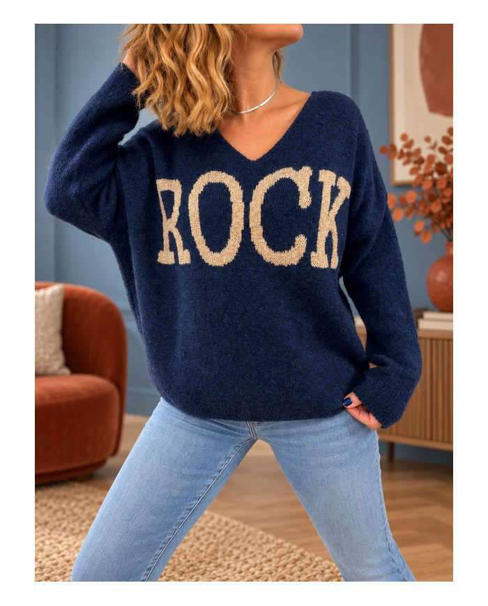 Pull oversize bleu marine "Rock"