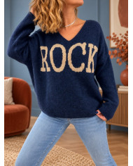Pull oversize bleu marine "Rock"