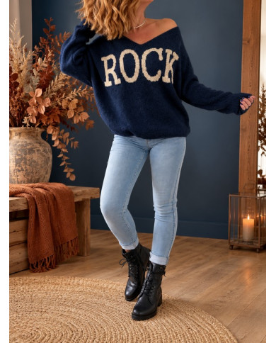 Pull oversize bleu marine "Rock"