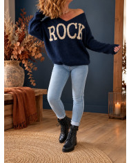Pull oversize bleu marine "Rock"