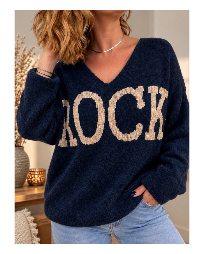 Pull oversize bleu marine "Rock"