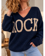 Pull oversize bleu marine "Rock"