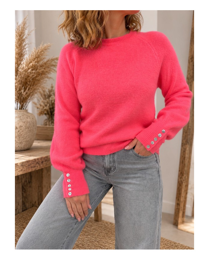 Pull alpaga corail fluo