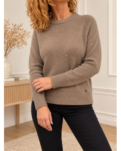 Pull camel taupe & petits brillants