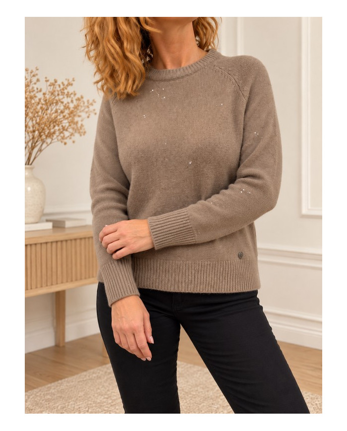 Pull camel taupe & petits brillants